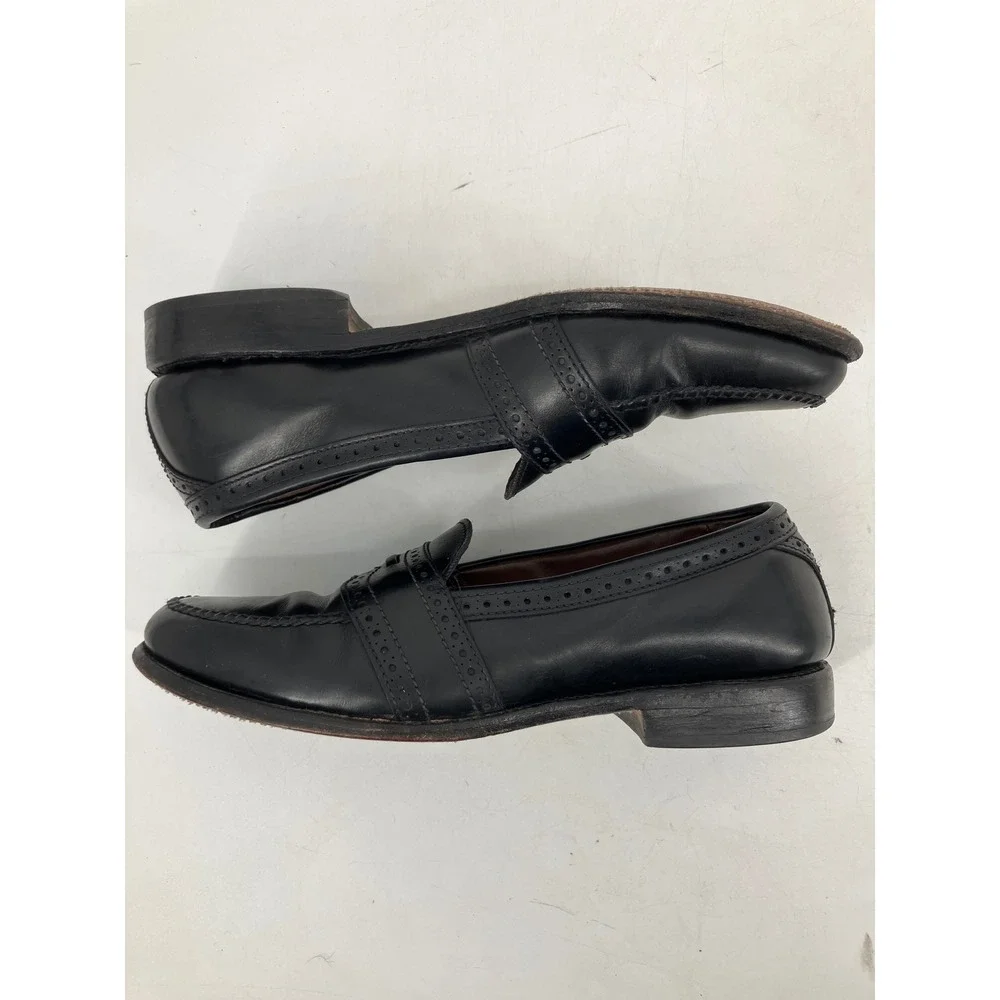 Allen Edmonds Penny Loafers Mens 7.5 B Black Excellent Brogue Wingtip 62910